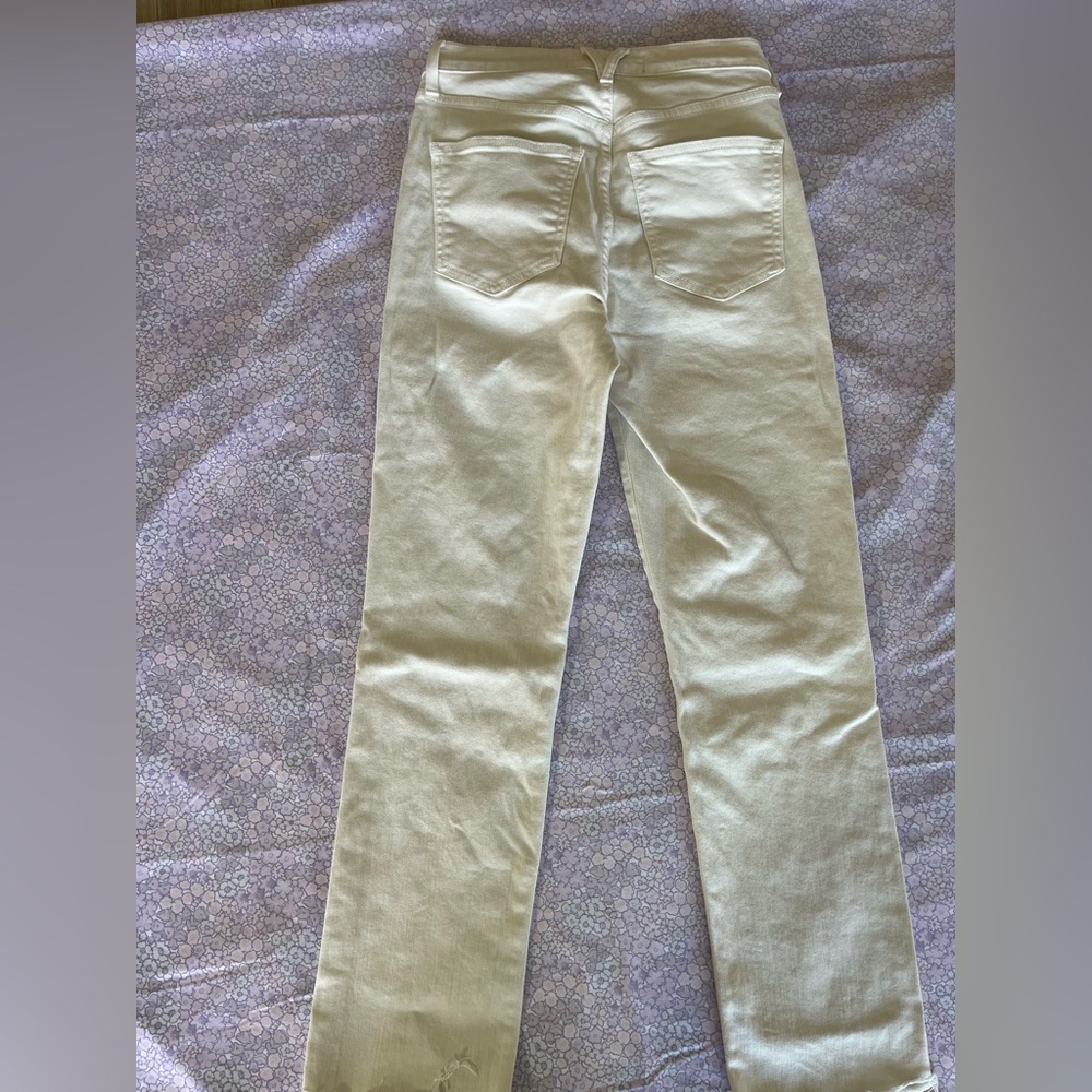 Veronica Beard Straight-Leg Cream Jeans Size 26
